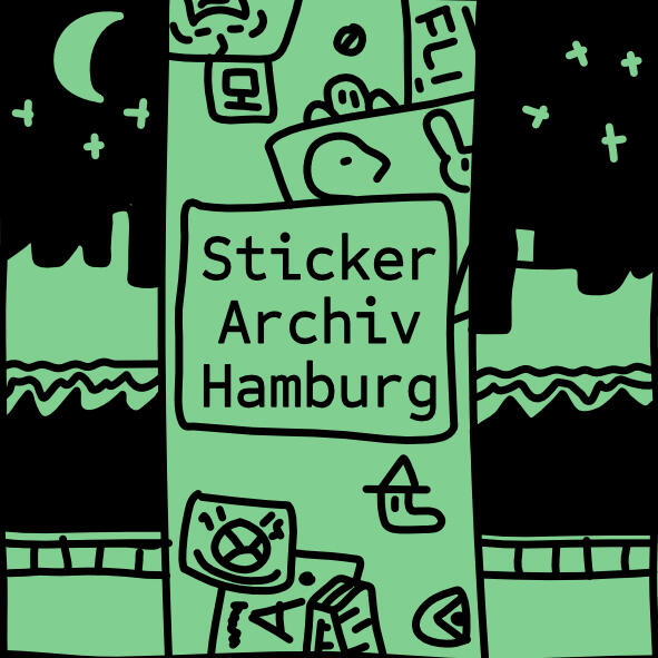my logo for the sticker archiv hamburg showing that it is hand made